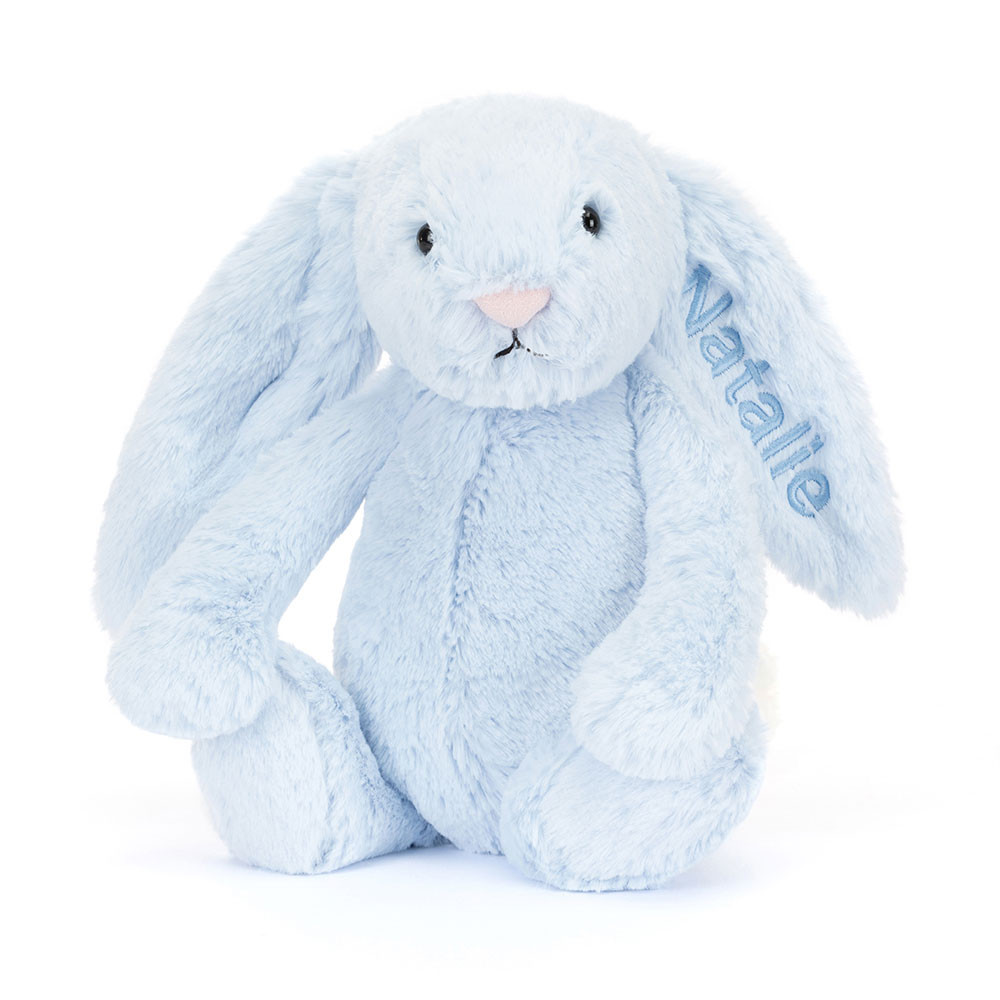 Personalized Bashful Blue Bunny Medium